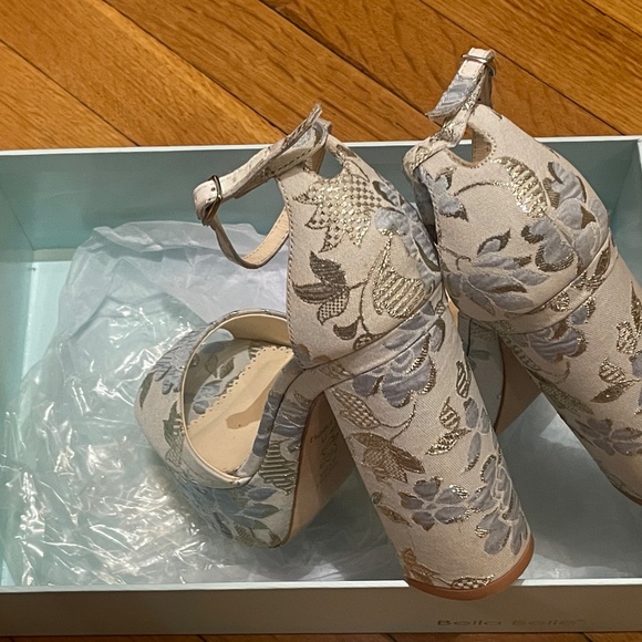 Bella Belle Catarina Blue & Silver Jacquard Platform Sandals, US Size 7 - Picture 9 of 10